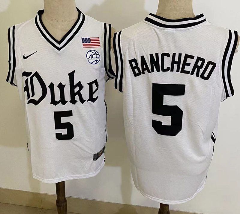 Men Duke Blue Devils #5 Banchero White Nike 2025 NCAA Jersey